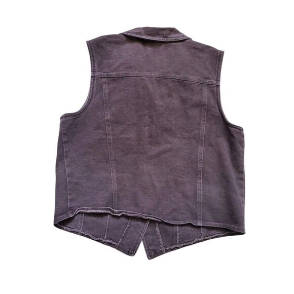Neiman Marcus Vest Women Medium Brown Denim Western Button Stretch Structured - Picture 4 of 5